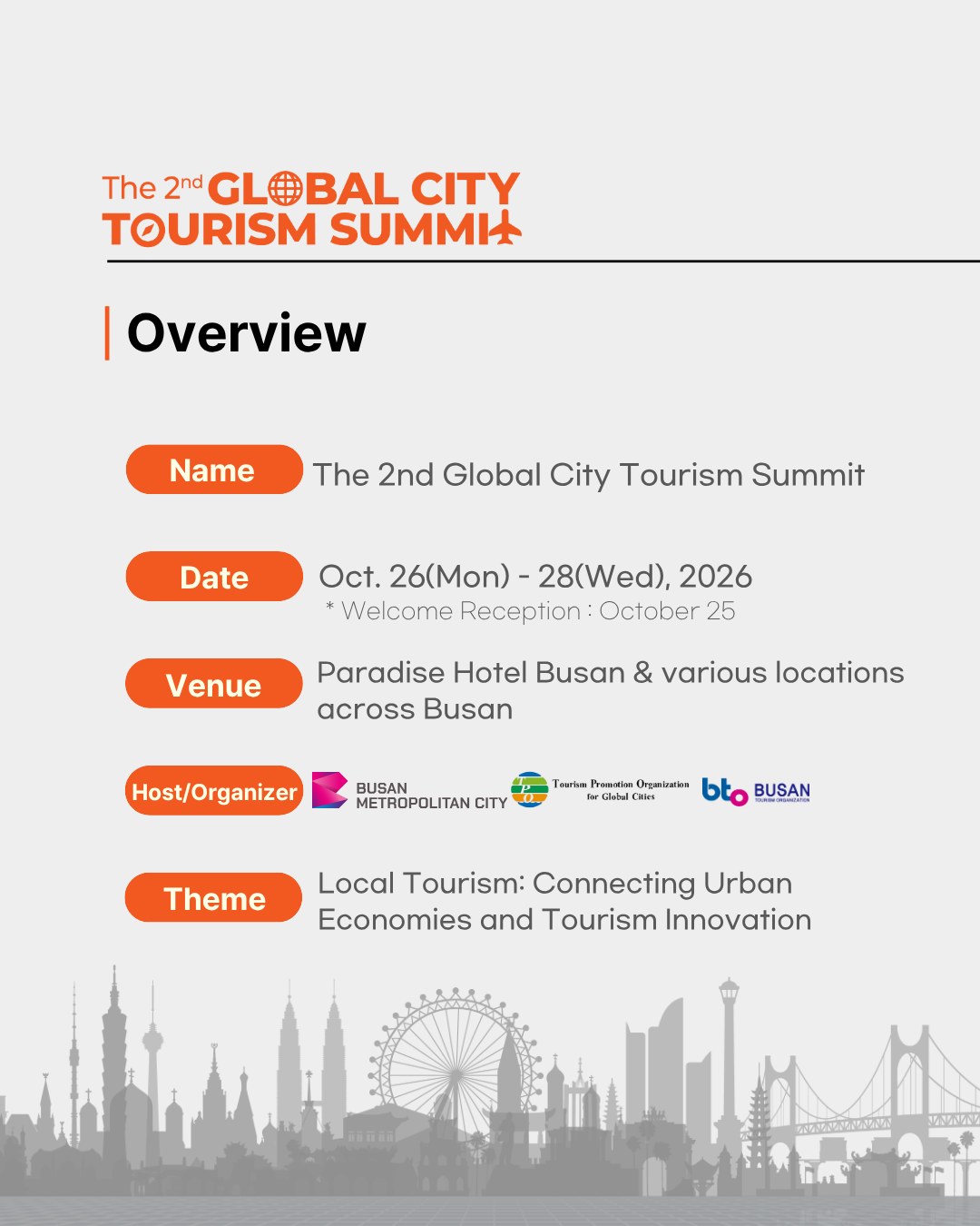 The 2nd Global City Tourism Summit: SAVE THE DATE 3